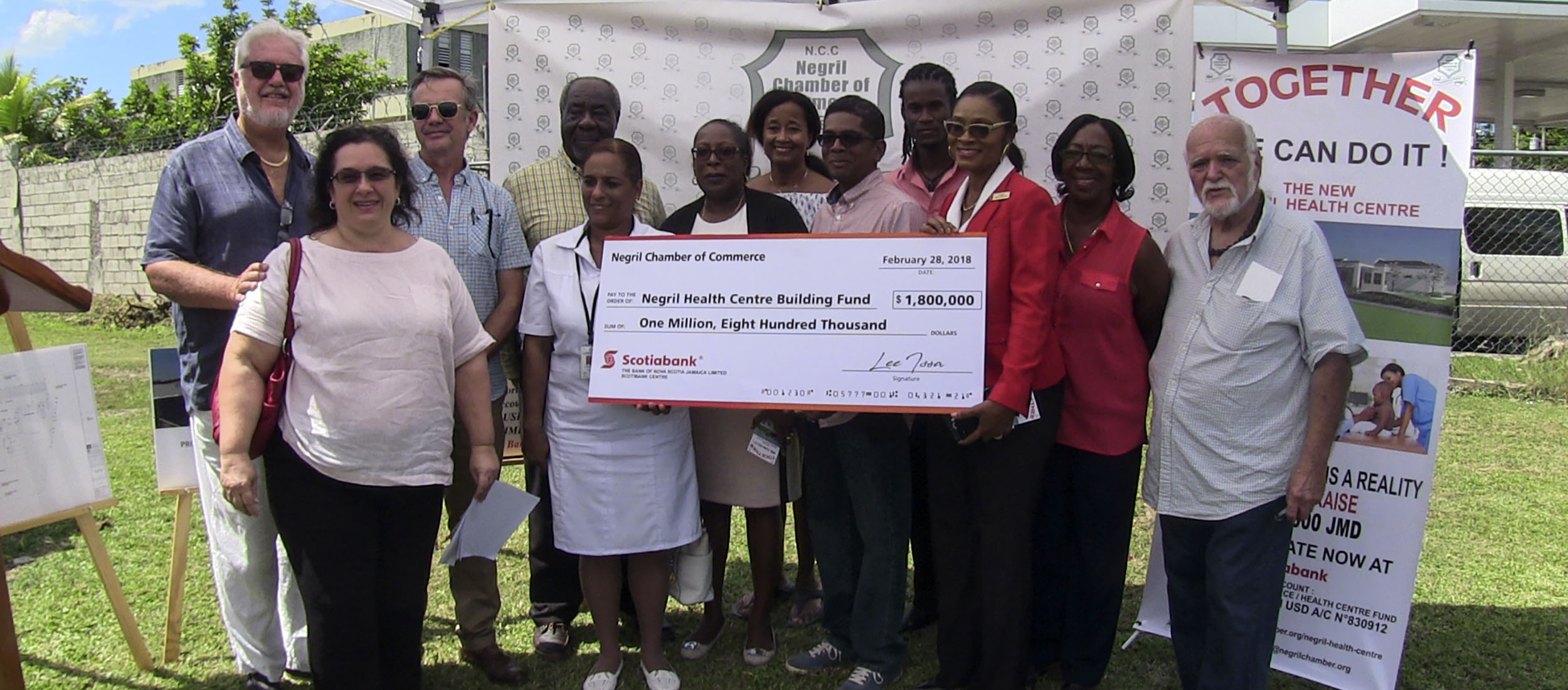 Negril Chamber of Commerce presents $1.8 million check to Negril Health Centre Fund